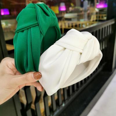 Szeroki bok Jednolity kolor Hairband Fashion Women Pałąk Center Knot Turban Casual Akcesoria do włosów