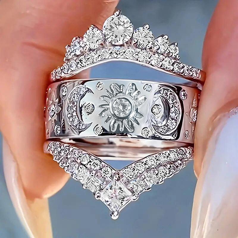Classic Copper Alloy Zircon Ring Ladies Jewelry Wedding Promise Party Gift