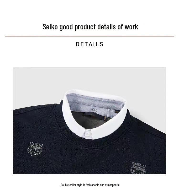 Men's Soft Warm Knitted Sweater with Detachable Double Collar and Anti-Static Design