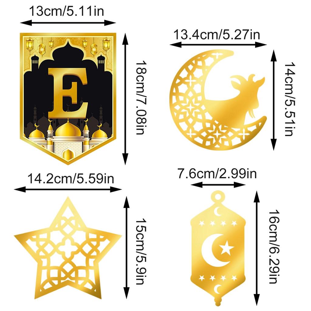 Eid Mubarak Banner Eid Muburak Dekorationen Stern Mond Laterne Hängende Wirbel Ramadan Partyzubehör für Heimdekorationen