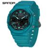 SANDA Military Men Sport Watch Stopwatch Alarm Countdown LED Light Digital Watches 50M Waterproof Dual-Display Quartz Wristwatch