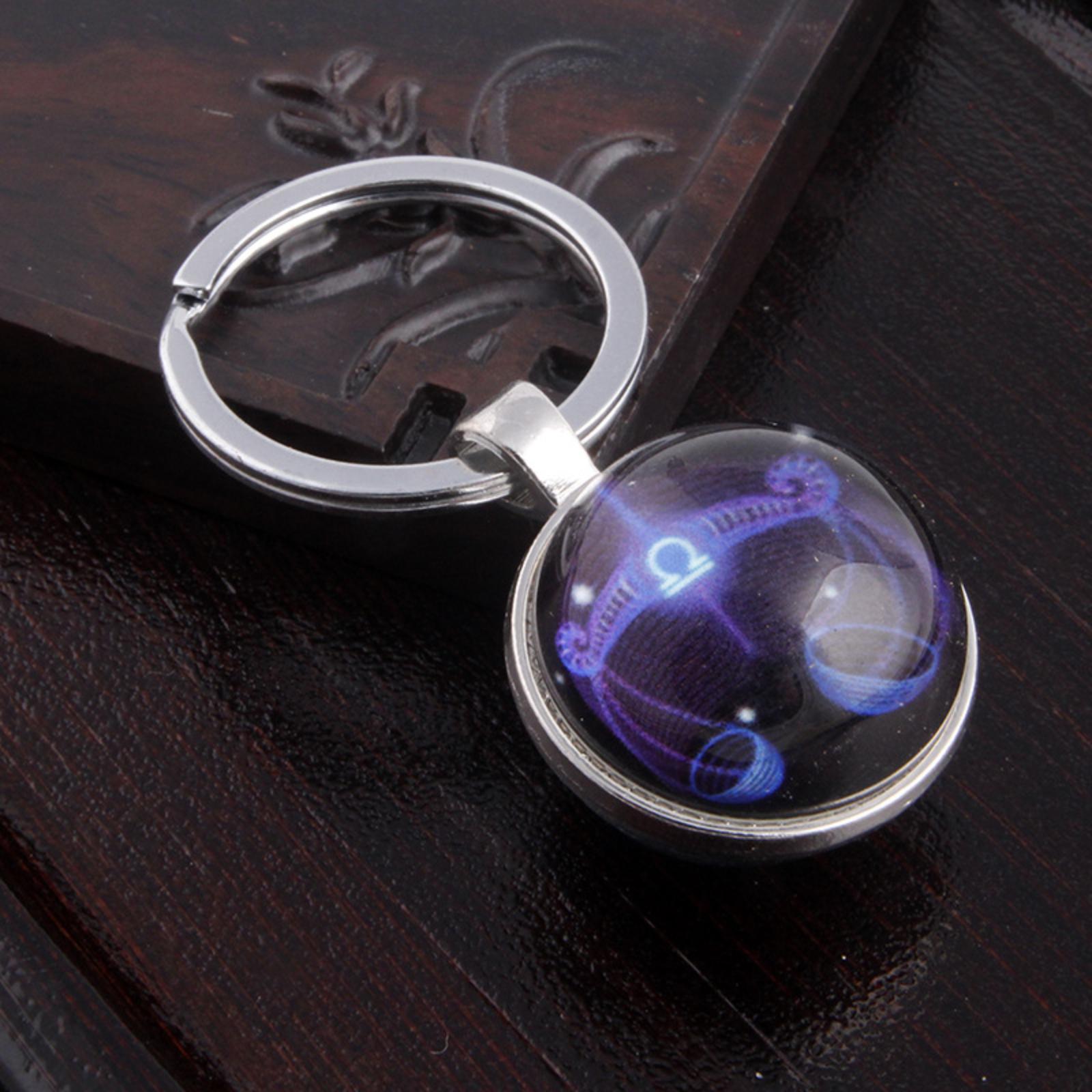 Большой Круглый Кристаллический Знак Светящийся,в,Темноте Брелок С Двенадцатью Знаками One Size