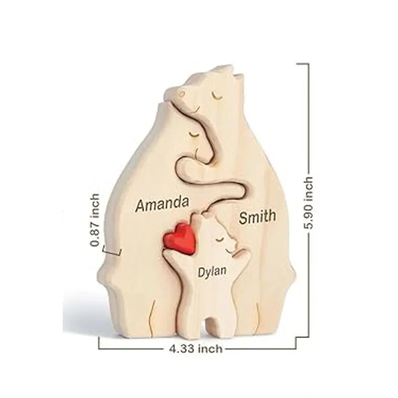 Art Puzzles Free Custom Wooden Bear Home Puzzles Custom Name Warm Gifts Anniversary Birthday Gifts Christmas Home Decor Ornament