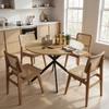 Round Dining Table for 4, 100 cm, Wood-Effect Top, Crossed Oak Steel Base