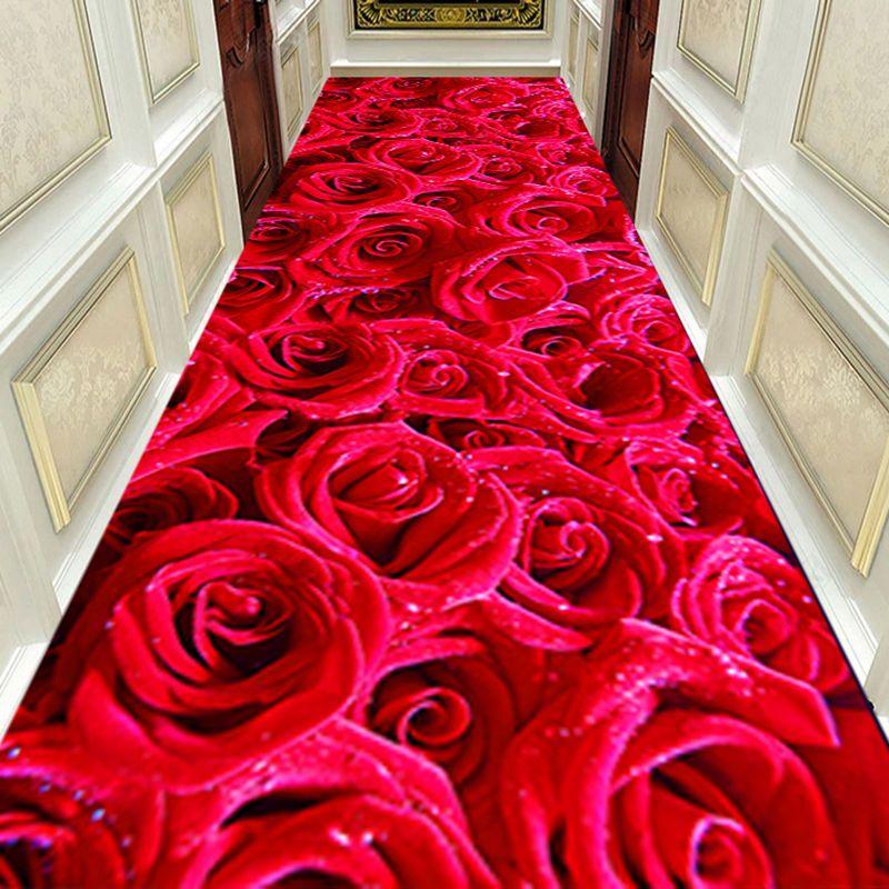Autumn Style Long Lobby Carpet Fresh Green Grass Pattern Stairway Hallway Home Corridor Carpet Aisle Party Wedding Red Area Rugs