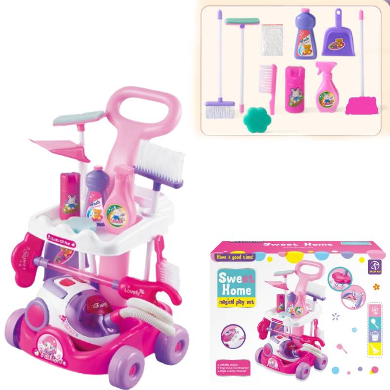 

Розовая Уборка Детская Тележка Игрушечный Набор для Ролевых Игр Рабочий Пылесос