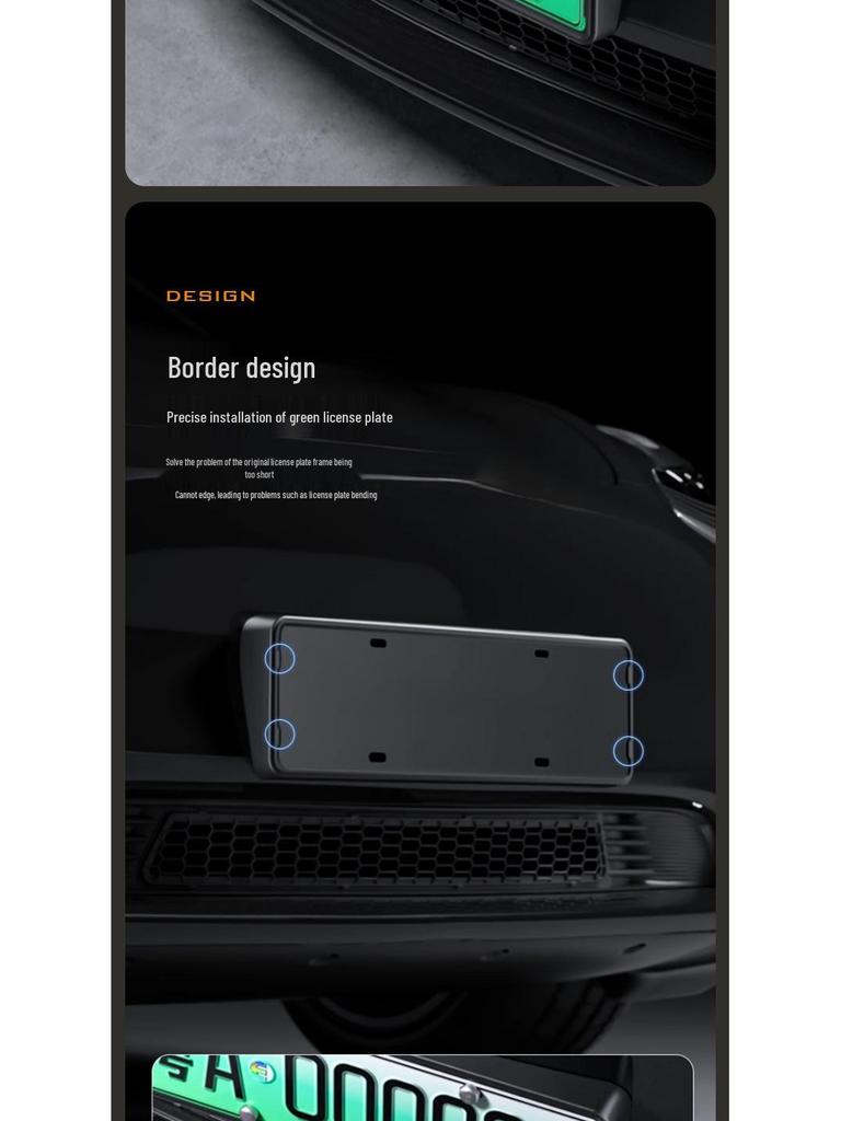 Tesla Model Y/3 Nummerplåtshållare - Blå Flytande Bas för Ram Skydd