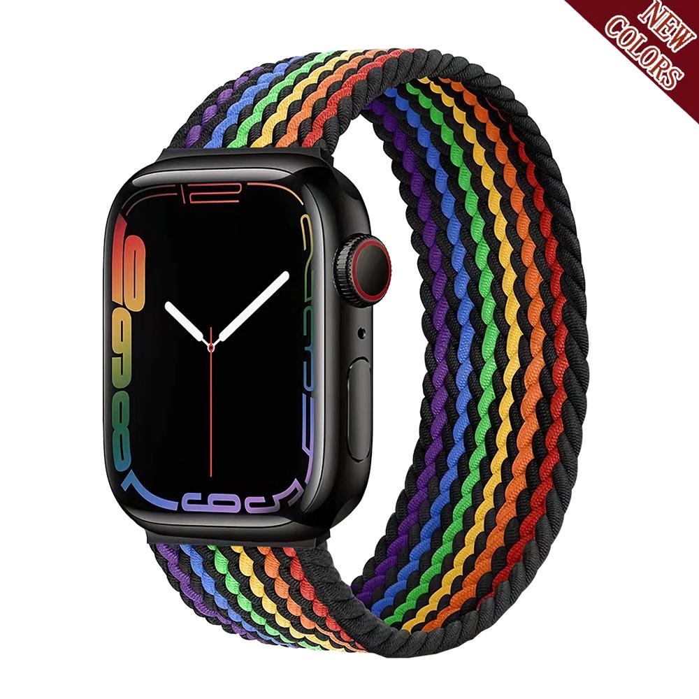 Strap For Apple Watch Band 44mm 40mm 45mm 41mm 49mm 38mm 42mm Elastic Braided Solo Loop Bracelet Iwatch Series 7 Se 3 6 8 Ultra