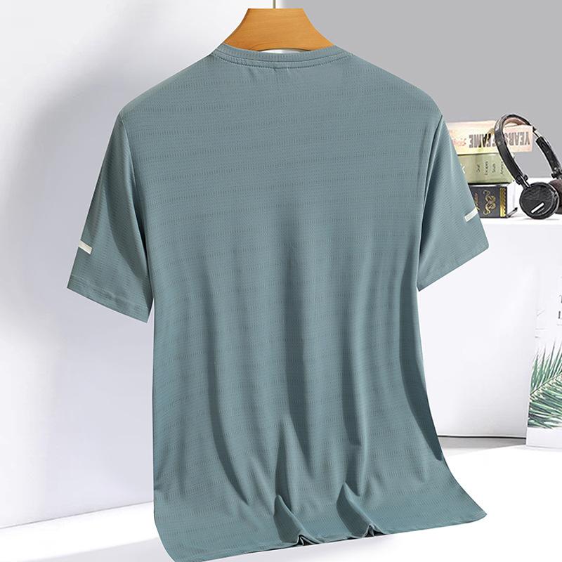 Ice Silk Running Shirts Men Loose Printing Short Sleeve Top Basketball Gym Sportswear for Male Fitness Workout Quick Dry Tee