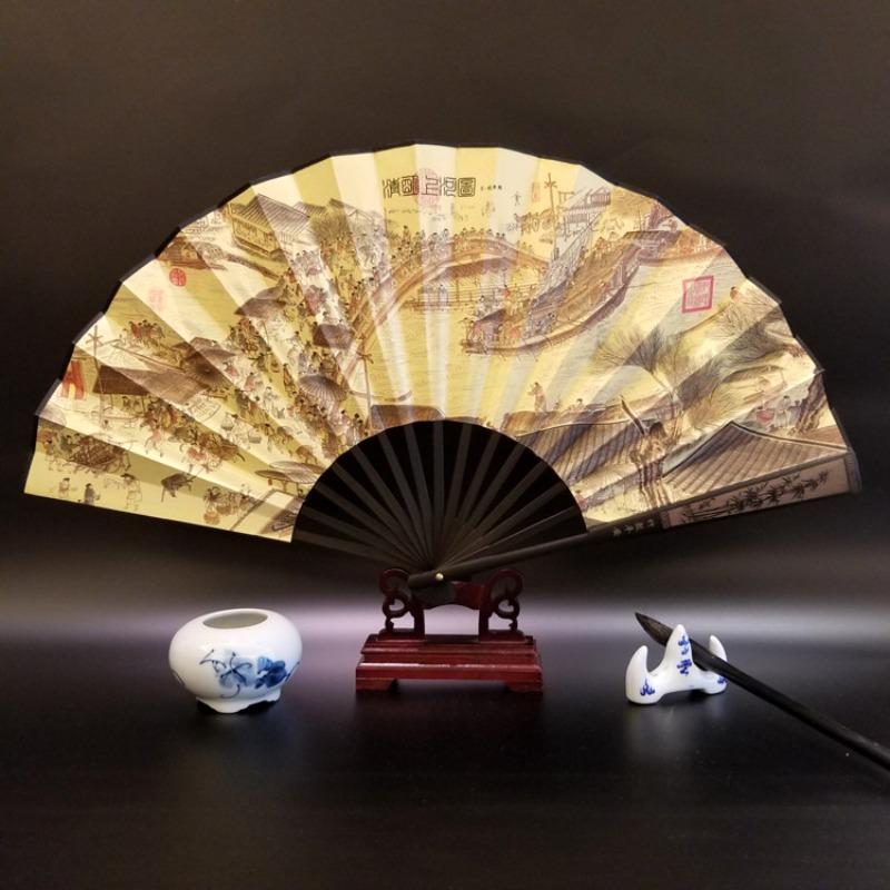 10inch Chinese Style Silk Fan Folding Fan Wedding Fan Art Gifts Dance Hand Vintage Bamboo Folding Home Decorative