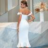 European and American Light Luxury French Solid Color Fishtail Bandage Skirt, High-end Banquet Temperament One-word Shoulder Evening Dress Dress