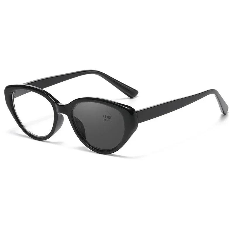 Neutral New Cat-Eye Photochromic Presbyopia Glasses Ladies Retro Fashion Ultra-Clear Anti-Blue Light Reading Glasses To +4.0