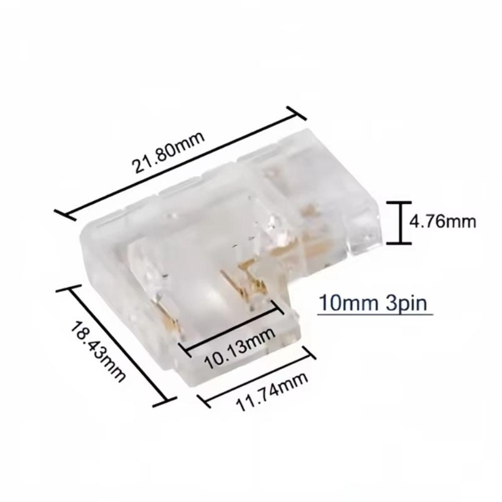 5Pcs/Set Transparent L-Shaped Corner LED Strip Connector  For 5mm 8mm 10mm 2/3/4pin FOB Tape Light