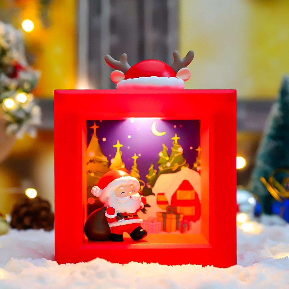 

Christmas LED Decorative Lamp with Santa & Reindeer Scene Night Light for Home Tabletop Christmas Party Decoration Accessory жёлтый