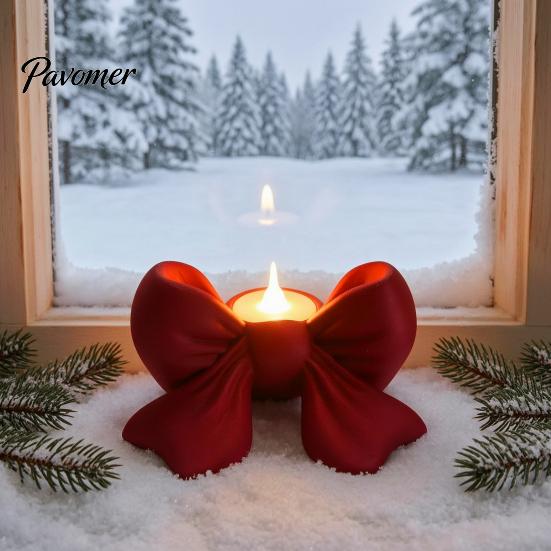 Photography Prop for Wedding 3D Printed Bow Candle Holder, Decorative Candlestick Stand Scented Candles Cute Bowknot Sculpture Home & LED Tealights,