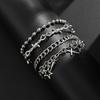 SHIXIN Trendy Multi Layer Stackable Cuban Chain Bracelet Men Hip Hop Pentagram Jesus Cross Rivet Pendant Bracelet Punk Jewelry