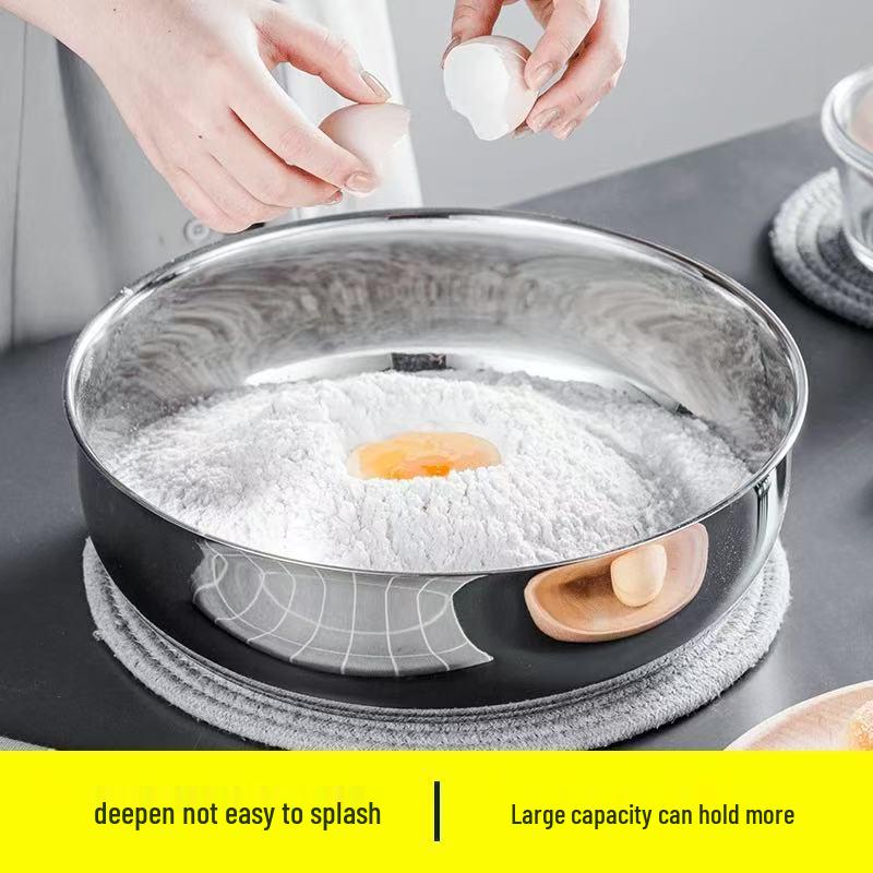Large Stainless Steel Non-Stick Mixing and Kneading Bowl - Thick, Multi-Functional for Dough or Vegetables