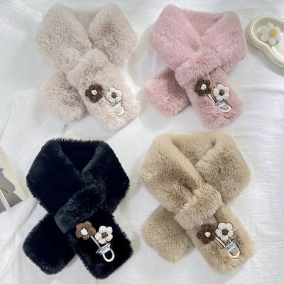 Versione Coreana Sciarpa da Studente Stile College Incrociata Spessa Autunno e Inverno Soffice Versatile Calda Avanzata Sciarpa di Peluche Incrociata