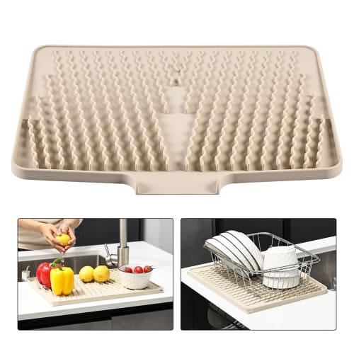KitchenRaku Sink Mat, Silicone, Insulated, Non-Slip, Draining and Drying Mat, Heat-Resistant, Sink Protector, Countertop Sink Liner, Kitchen, Dining T