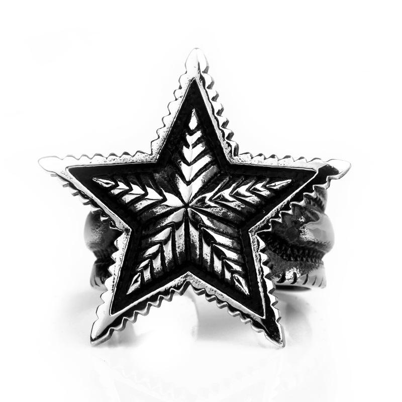Yintai Fei Retro Star Open Ring: Men's Bold Thai Silver Punk Index Finger Accessory