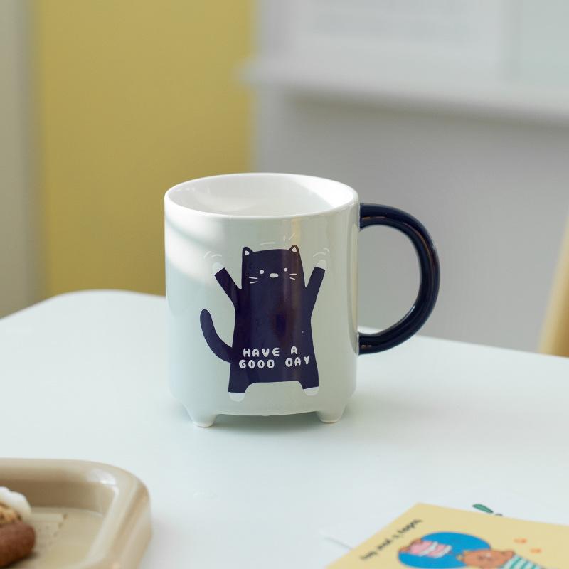 

Абстрактная мультяшная кошка керамическая чашка для пары дома для завтрака кружка для молока офис послеобеденный чай кофейная чашка 310ML