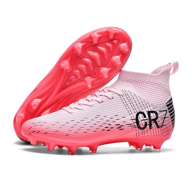 CR7 High-top Football Shoes Tf Broken Nails Artificial Flat AG Nails Leather Feet Boys and Girls Students Training Shoes