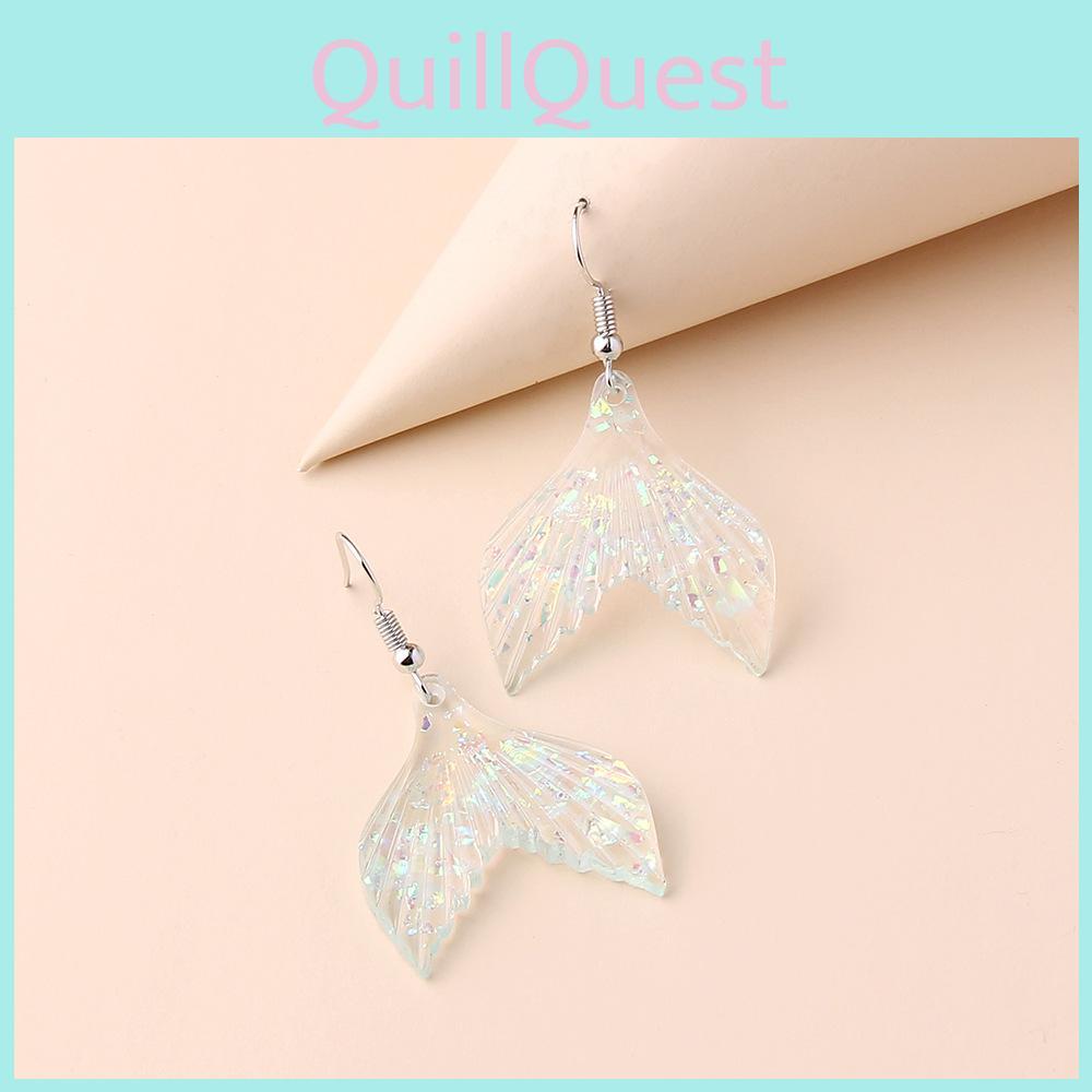 Trendy Fish Tail Dangle Earrings With Design In Blue Acrylic For Vacation Style Girls