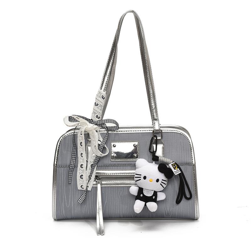 

Large capacity fashion underarm bag women s spring and summer new commuter versatile shoulder bag premium backpack No pendant серебряный