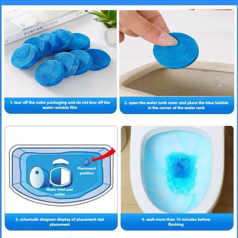 Toilet Cleaning Sheets Automatic Flush Blue  Bubble Freshener Long Lasting Toilet  Bowl Cleaner  Bathroom  Restroom WC Tablets
