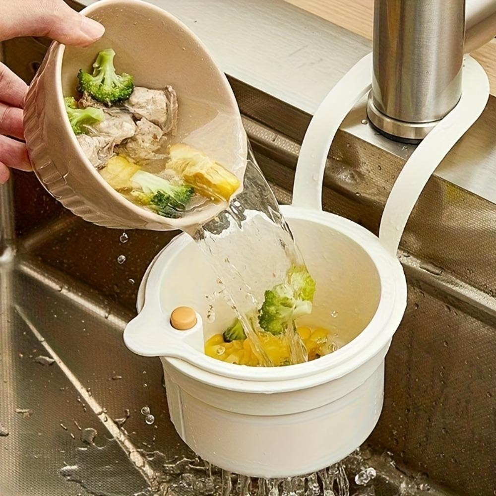 Automatic Cleaning Push Drain Basket - Food Waste Disposal Basket with Removable Bottom.