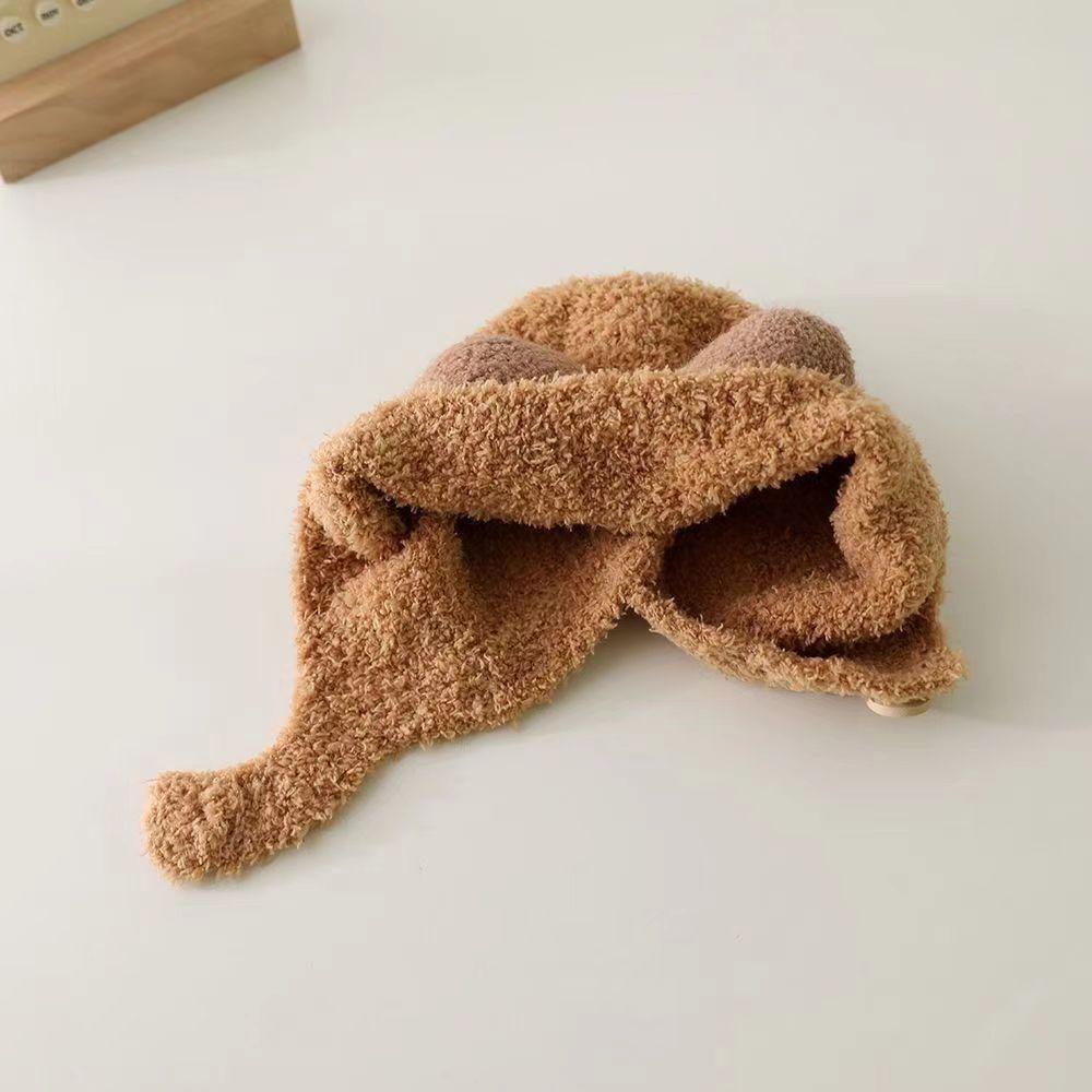 Cute Bear Baby Beanie Cap Autumn Winter Warm Infant Boys Girls Ear Protection Cap Cartoon Solid Color Toddler Hat Bonnet