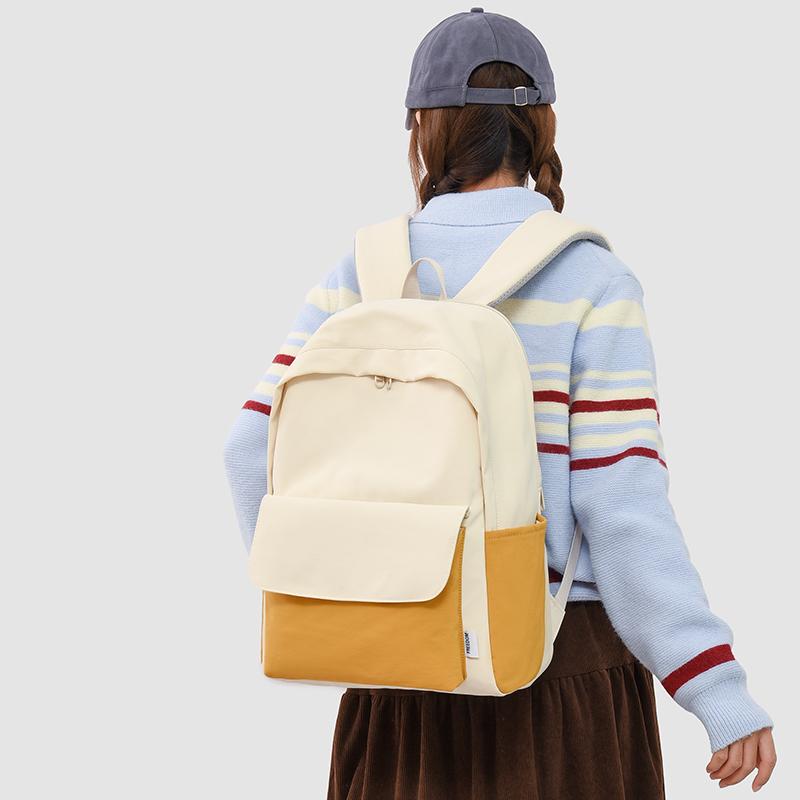 Solid Color Men's And Women's Backpack Student Large Capacity Schoolbag