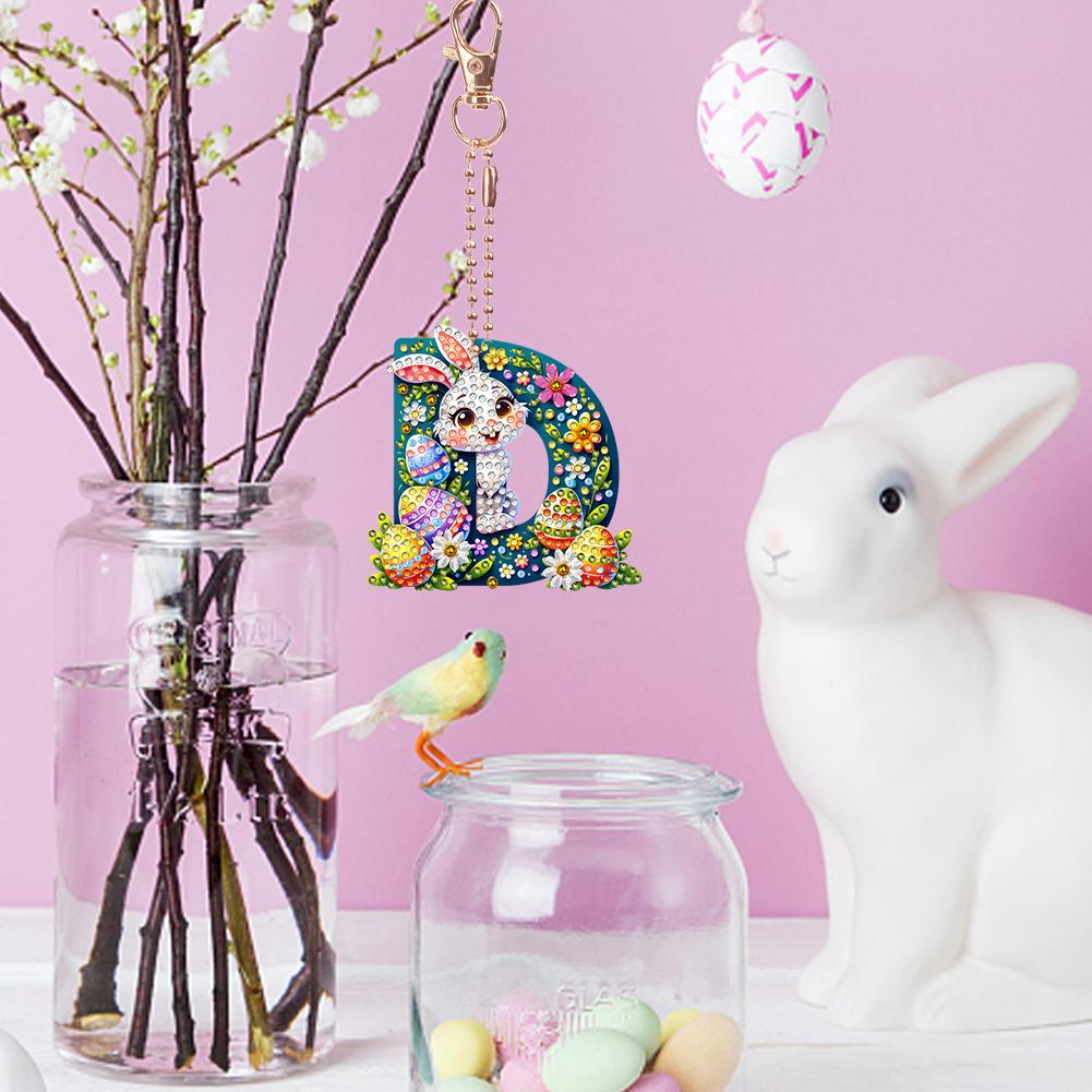 Easter Diamond Art Keychain Ornaments Double Sided Hanging Key Chains Diamond Painting Keychain Kits 5D DIY Diamond Art Pendants