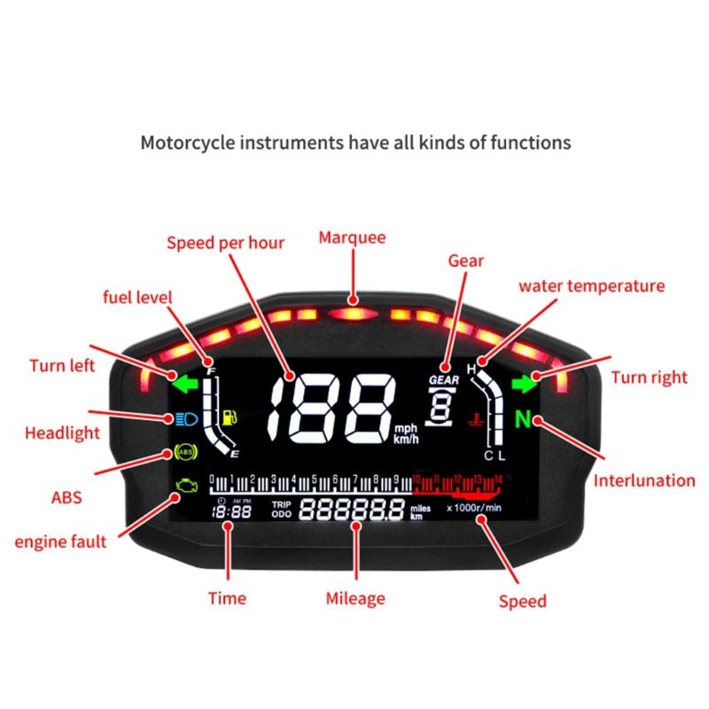 Universal Speedometer Motorcycles LED Digital Odometer 12V Meter Display Gauge