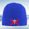 White Cross Red Zigzags Black Background Unisex Women Unisex Knitted Hat Beanie Pullover Cap Winter Thermal Warm Christmas Out