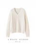 2025 Women's Wool V-neck Cable Knit Long Sleeve Sweater - Loose Fit Cashmere Autumn Winter Top