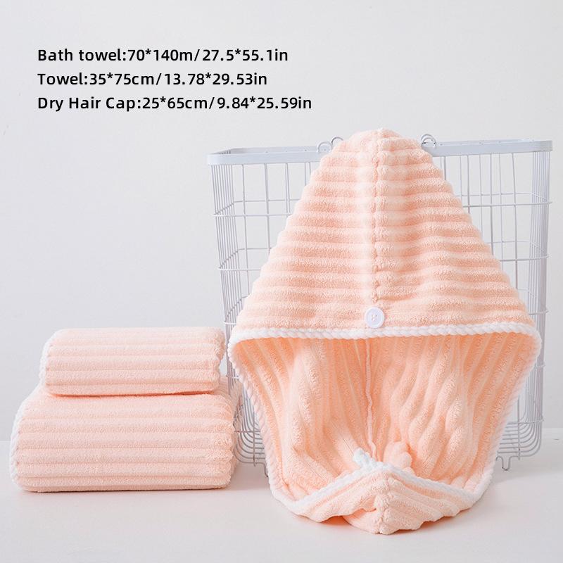 

3-piece towel bath towel dry hair cap Gentle and absorbent gentle on the skin - very suitable designed for daily shower needs at Household