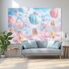 Teddy bear and hot air balloon party banner - Seasonal universal polyester fabric decoration