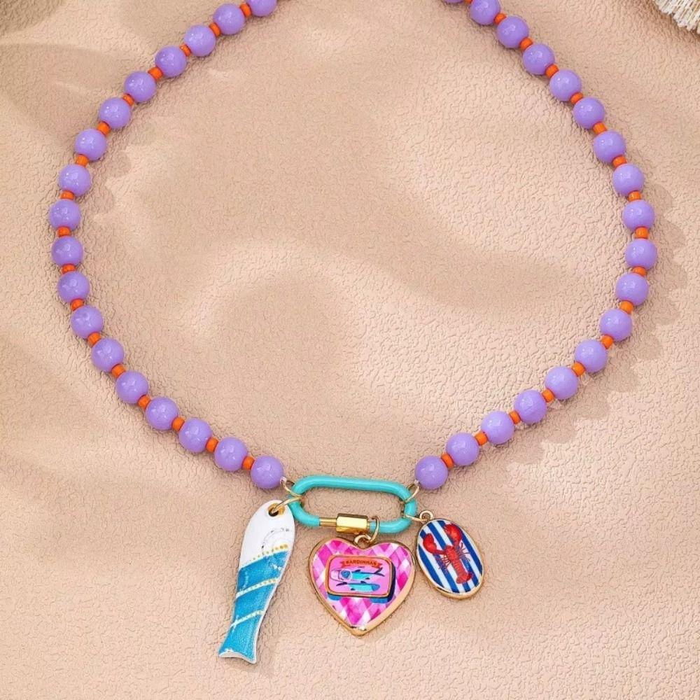 Ornaments Bohemian Resin Beaded Necklace Sea Series Beach Beaded Necklace  Holiday