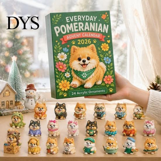 Acrylic Hanging Decorations Dog Advent Calendars 2026, Cute 24 Days Christmas Countdown Tree Pendant Calendar, 2D Collectible Figures for Lovers,