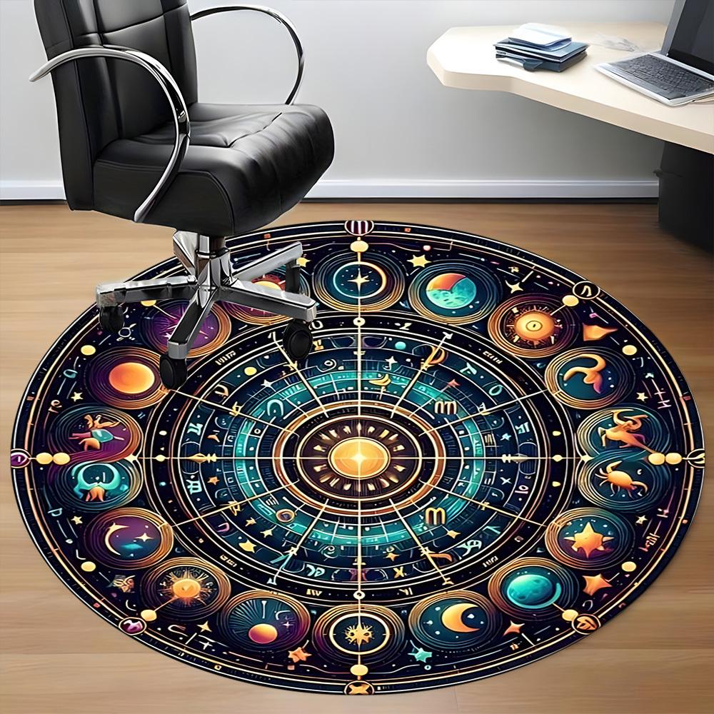 1pc Astrology Wheel Chair Carpet for Office, Soft Comfortable Mat For Office, Living Room, Bedroom, Machine Washable Carpet yy251112038