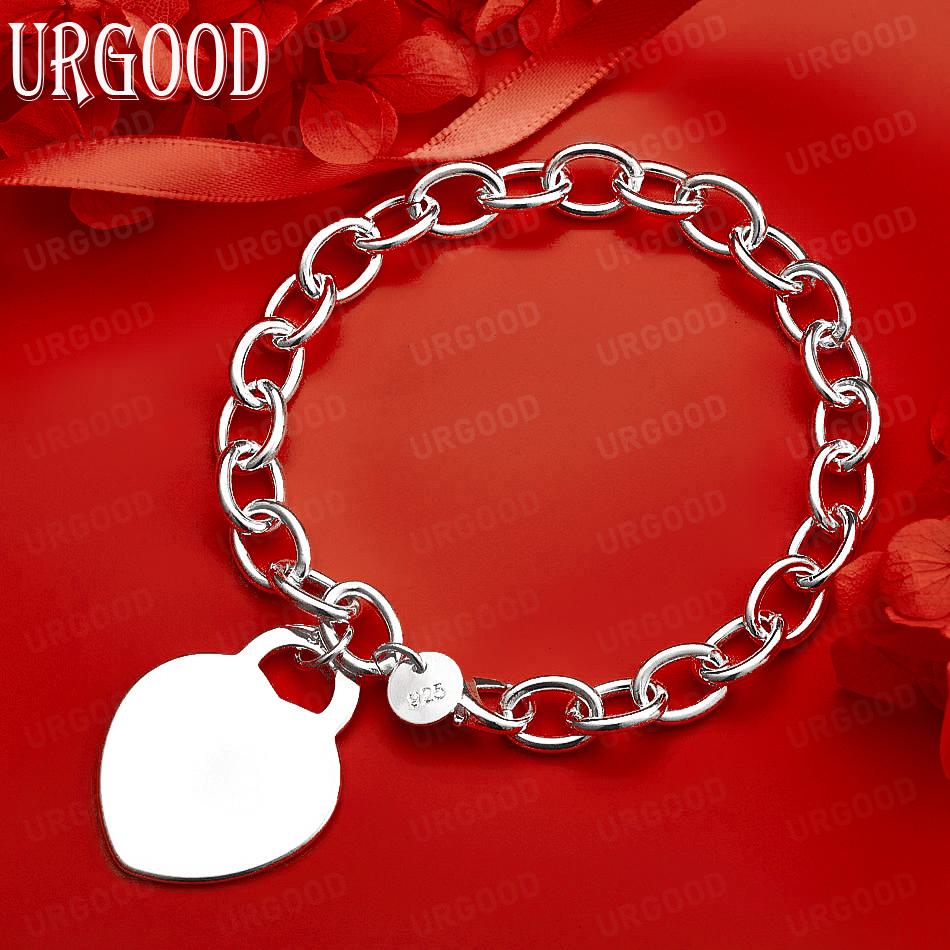 925 Sterling Silver Heart Bracelet Fashion Wedding Jewelry