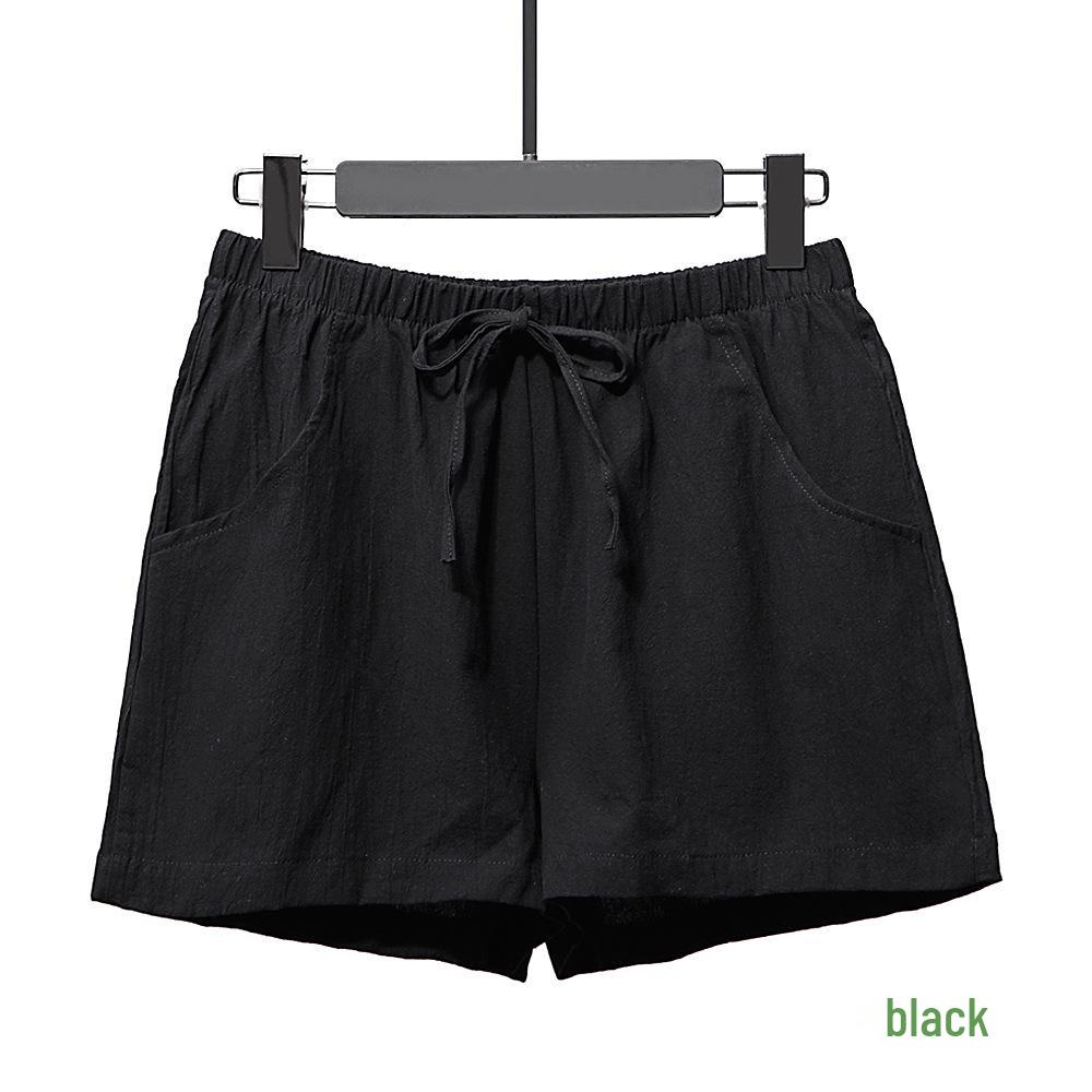 

Women s High-Waisted Cotton Linen Shorts - Solid Color, Loose, Lightweight, Three-Point Summer Style M [45-60 kg]