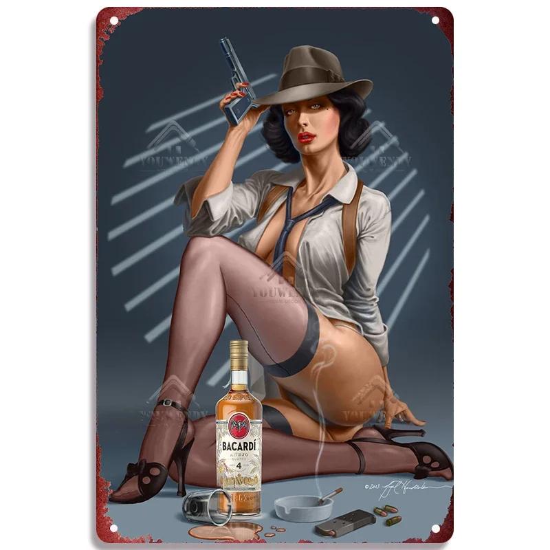 Retro Bacardi Metal Sign, Tin Sign, Rum Brand Plaque, Vintage Plates, Wall Decor, Poster, Bar, Man Cave, Shabby Chic Decorati