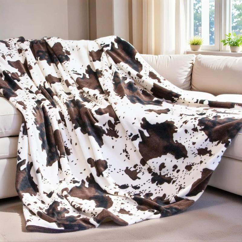 Double-Sided Flannel Cartoon Print Throw Blanket - Soft & Thickened for Air Conditioning