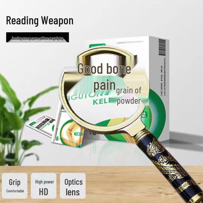 Portable 10x High-Definition Handheld Magnifier with Dragon Pattern Handle - Perfect for Elderly Retro Reading