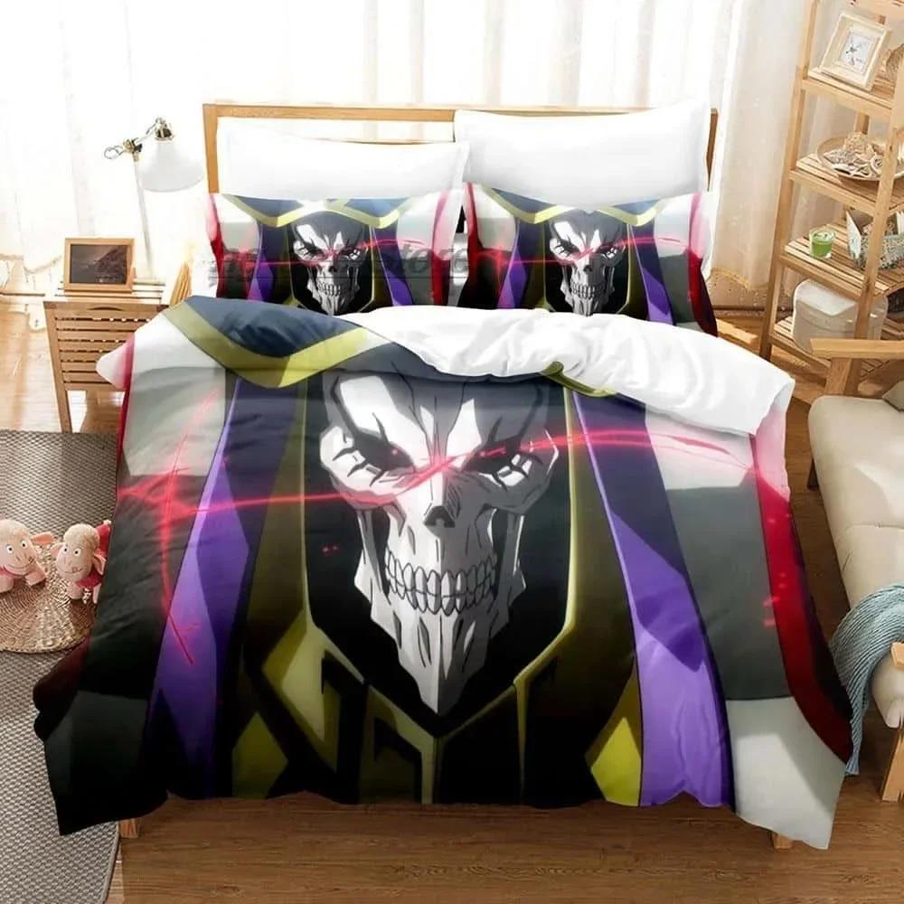 Fashion OVERLORD Bedding Set Single Twin Full Queen King Size Bed Set Adult Kid Bedroom Duvet cover Sets 3D Print Skeleton Anime