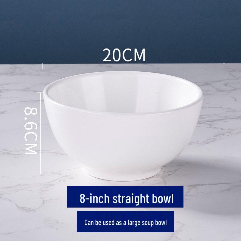 Thickened Ceramic Bowls for Rice, Breakfast, Soup, Noodles - Pure White