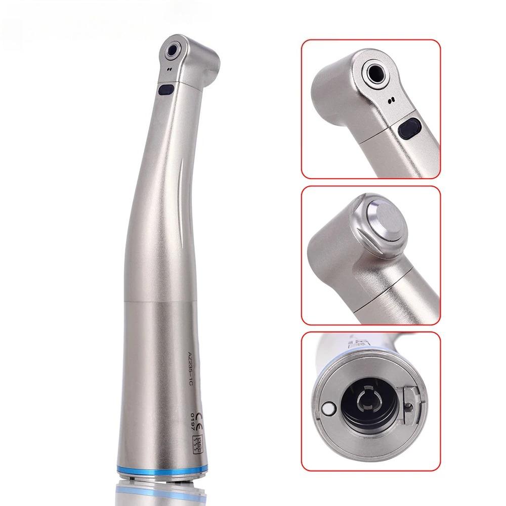 Dental 1:1 LED Fiber Optic Handpiece Internal Water Spray Contra Angle Push Button Chuck Blue Ring Low Speed Handpiece