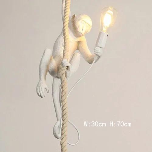 Nordic Creative Hemp Rope Pendant Pendant Light Resin Monkey Light Bedroom Children's Room Home Decoration Ceiling Pendant Lamp